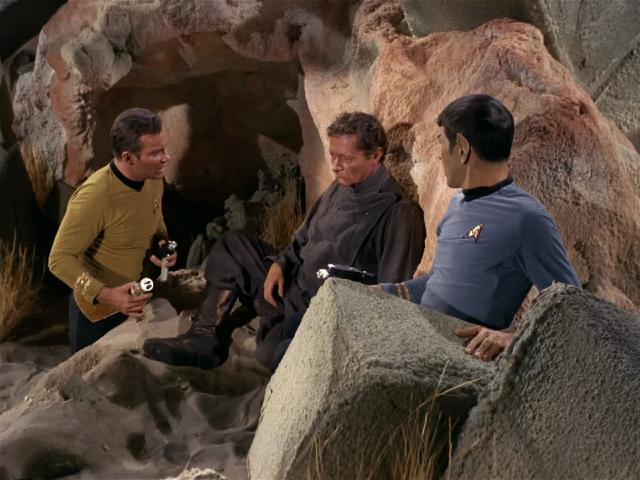 Kirk and Spock confront the 'stunned' Crater